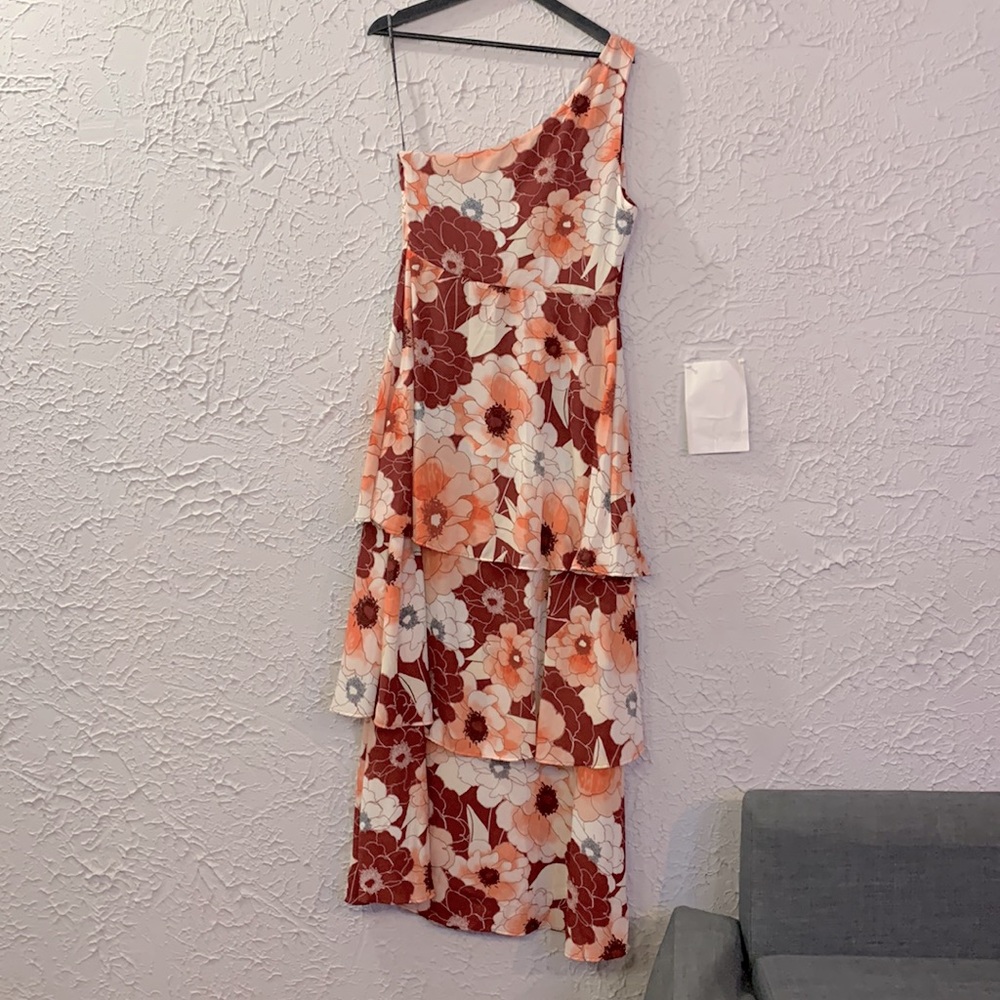Rachel Roy Rita Maxi Dress Red White 10 Ruffles Tiered Travel Cruise Wedding - Picture 12 of 17